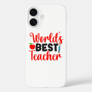 Lieve rode typografie voor de beste leraar ter wer iPhone 16 hoesje