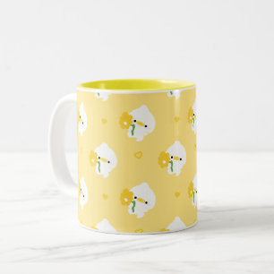 Lieve romantische eend tweekleurige koffiemok