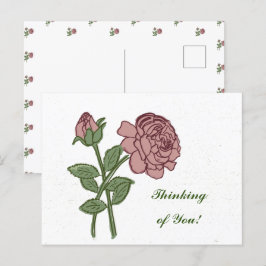 Lieve roos bloempatroon denk aan jou!  briefkaart