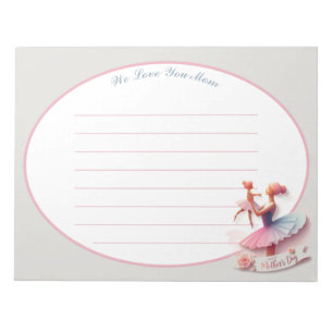 Lieve Roze en Blauwe Aquarel Ballerina Moeder Notitieblok