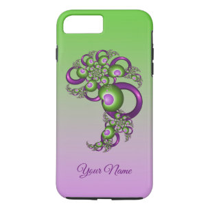 Lieve Roze Groene Harten Abstract Fractal Naam iPhone 8 Plus / 7 Plus Hoesje