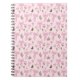 Lieve Roze Lint Bloemige Naadloos Patroon Notitieboek