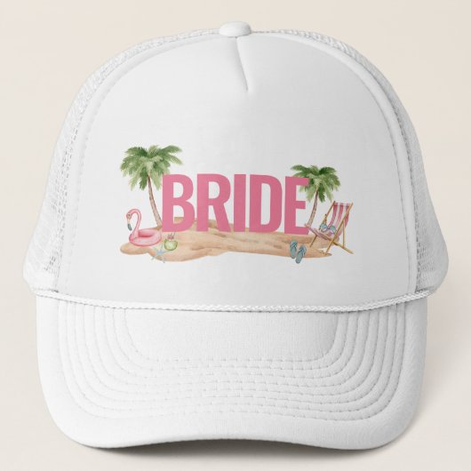 Lieve Roze Strand Bruidsmeisjesfeest Bruid Trucker Pet (Voorkant)