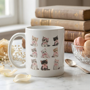 Lieve Roze Strik Katjes Mooie Kattenliefhebber Kof Koffiemok