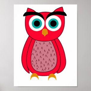 Lieve Roze Uil Illustratie Poster