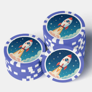 Lieve ruimteraket die opstijgt poker chips