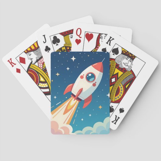 Lieve ruimteraket die opstijgt pokerkaarten (Achterkant)