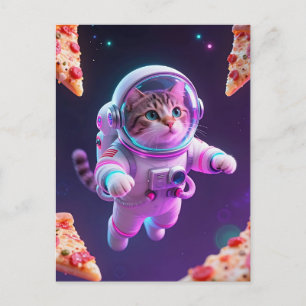 Lieve Ruimtevaartkat Drijvende Pizza Ruimte Avontu Briefkaart