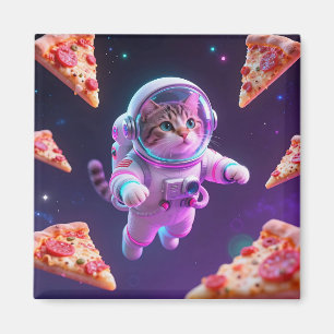 Lieve Ruimtevaartkat Drijvende Pizza Ruimte Avontu Magneet