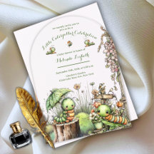 Lieve Rups Tuin Baby Shower Uitnodiging