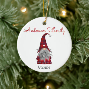 Lieve Rustieke Gepersonaliseerde Kerst Gnome Elf Keramisch Ornament