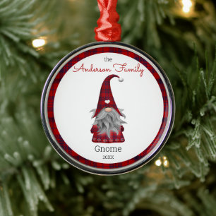 Lieve Rustieke Persoonlijke Kerst Gnome Elf Metalen Ornament