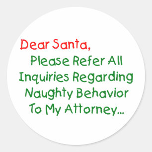 Lieve Santa Attorney - Funny kerstbrief Ronde Sticker