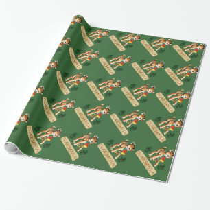 Lieve Santa Green Red-Nosed Reindeer Wrapping Pape Cadeaupapier