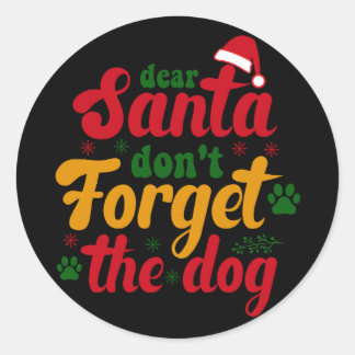 Lieve Santa vergeet de hond niet Ronde Sticker