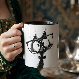 Lieve Schattige Nerd Kat met Bril Koffiemok Mok