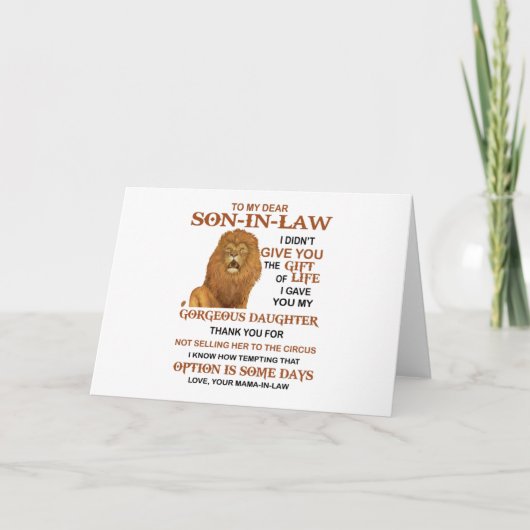 Lieve schoonzoon, ik heb je niet het geschenk van kaart (Voorkant)