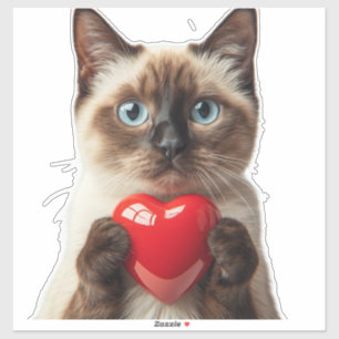 Lieve Siamese Kat Met Hart Voor Kat Liefhebbers 🐱 Sticker