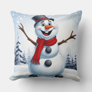 Lieve Sneeuwman Kerst Feestelijke Winter Vakantie  Kussen