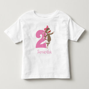 Lieve Sock Monkey Meisje Verjaardag Leeftijd Kinder Shirts