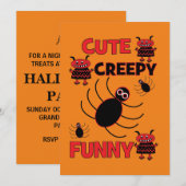 Lieve spin Grappig Griezelen Halloweenfeest Vakant Kaart (Voorkant / Achterkant)