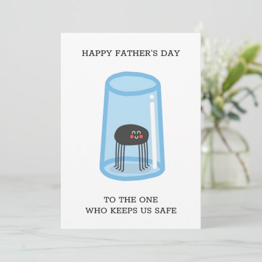 Lieve spin in glas grappige uitdrukking Vaderdag Feestdagenkaart (Staand voorkant)