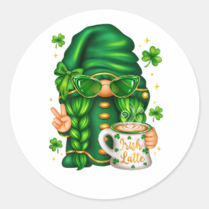 Lieve St. Patrick's Dag Kabouter die Koffie Drinkt Ronde Sticker
