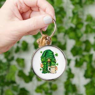 Lieve St. Patrick's Dag Kabouter die Koffie Drinkt Sleutelhanger