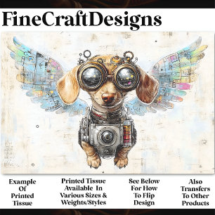 Lieve Steampunk Vliegende Dachshund AW2 Découpage Tissuepapier