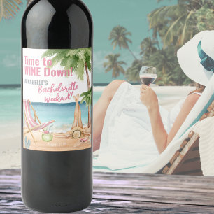 Lieve strand vrijgezellenfeest voor dames wijn etiket