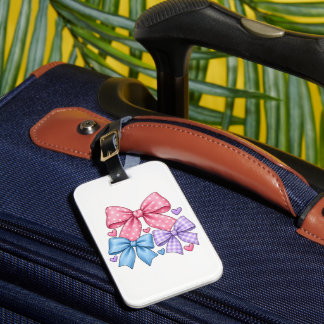 Lieve Strik Daspatroon – Roze Blauw & Paarse Strik Bagagelabel