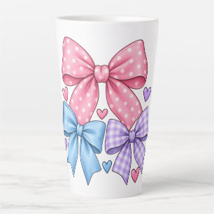 Lieve Strik Daspatroon – Roze Blauw & Paarse Strik Latte Mok