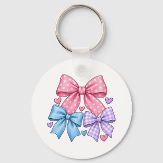 Lieve Strik Daspatroon – Roze Blauw & Paarse Strik Sleutelhanger