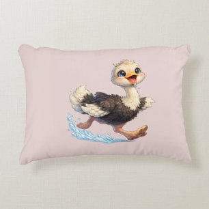 Lieve Struisvogel Gelukkige Avontuur Illustratie Accent Kussen