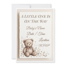 Lieve Teddybeer Babyshower Uitnodiging