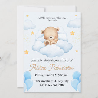 Lieve teddybeer babyshower uitnodiging