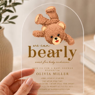 Lieve Teddybeer Babyshower Uitnodiging Acryl Uitnodigingen