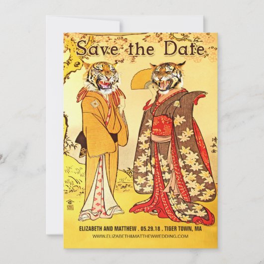 Lieve tijger mensen sparen de datumuitnodigingen save the date (Voorkant)
