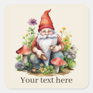 Lieve tuinkabouter tekst toevoegen  vierkante sticker