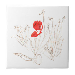 Lieve tulp in de wind en de regen tegeltje