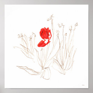 Lieve tulp in het poster van de wind en de regen