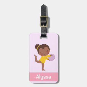 Lieve Turnster Meisje met Bal Persoonlijk Bagagelabel