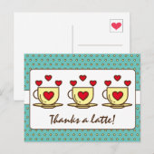 Lieve Turquoise Blauwe Dank Je Wel Koffie Bedankt Briefkaart (Voorkant / Achterkant)