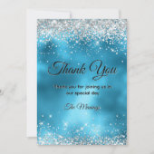 Lieve turquoise zilveren nep glinster bedankt kaart (Voorkant)