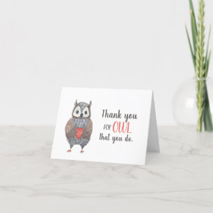 Lieve uil met hart bedankt waardering