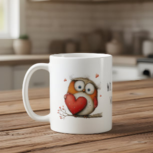 Lieve Uil met Harten Wil je mijn Valentijn zijn? Koffiemok