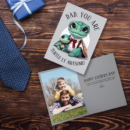 Lieve Vader en Kind Schildpad Vaderdag Kaart Foto