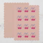 Lieve Valentijnskaarten, kers illustratie wenskaar Feestdagenkaart (Voorkant / Achterkant)