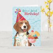 Lieve verjaardag Beagle Kaart (Gele Bloem)