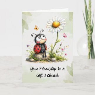 Lieve Vintage Lieveheersbeestje "Jouw Vriendschap" Kaart